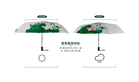 变色伞前后对比