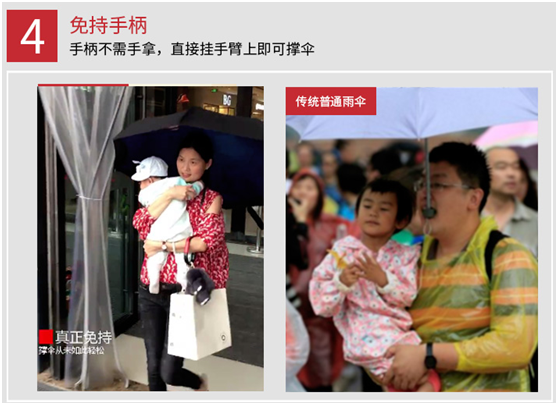 反向伞免持手柄