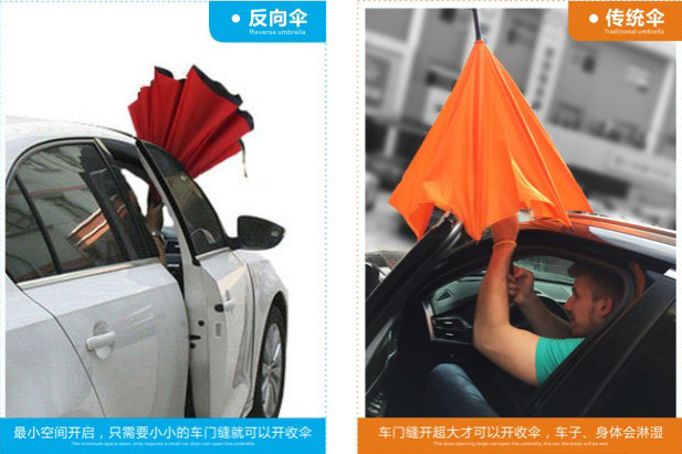 反向伞与传统伞的对比